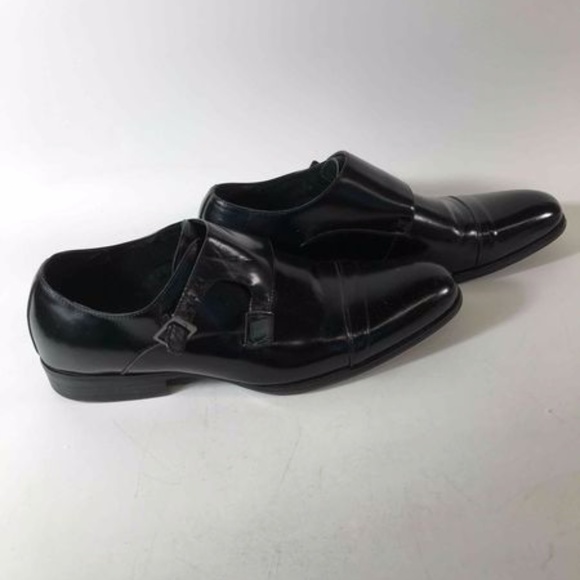 STACY ADAMS Monk Strap Black Leather Cap Toe Shoes main image 4